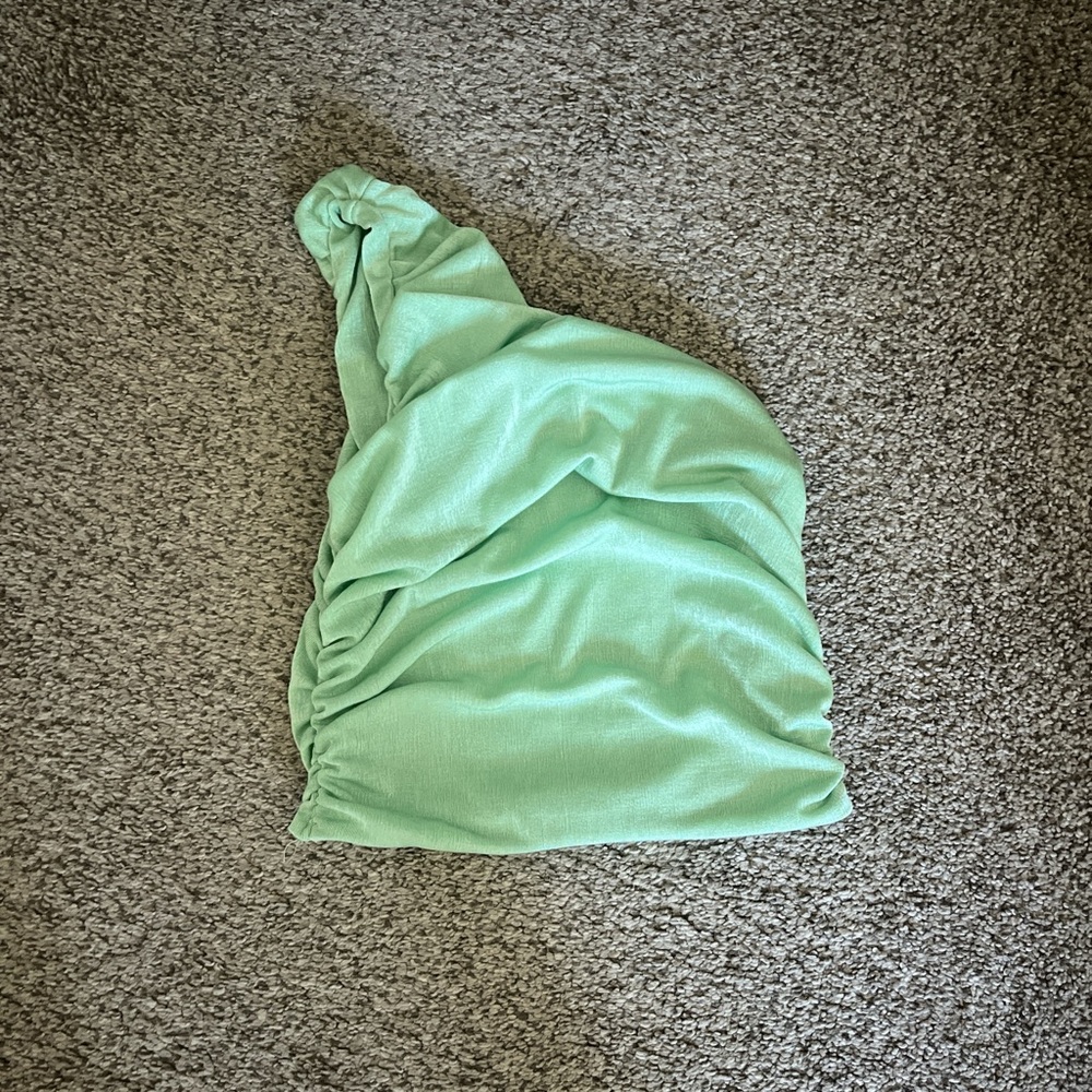 Mint Green One-Shoulder Crop Top